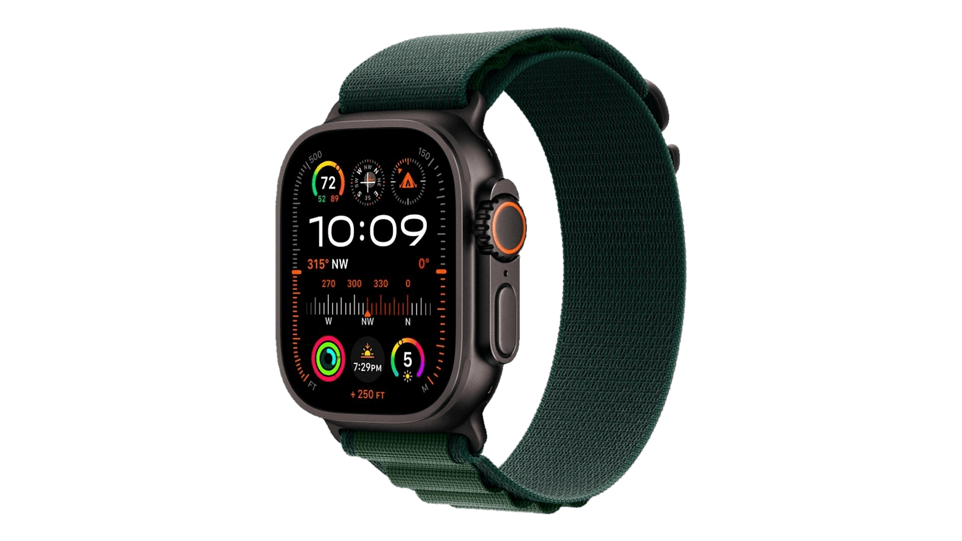 Apple Watch Ultra 2 (2024) GPS + Cellular 49mm, Black Titanium Case, Alpine Loop (Green)