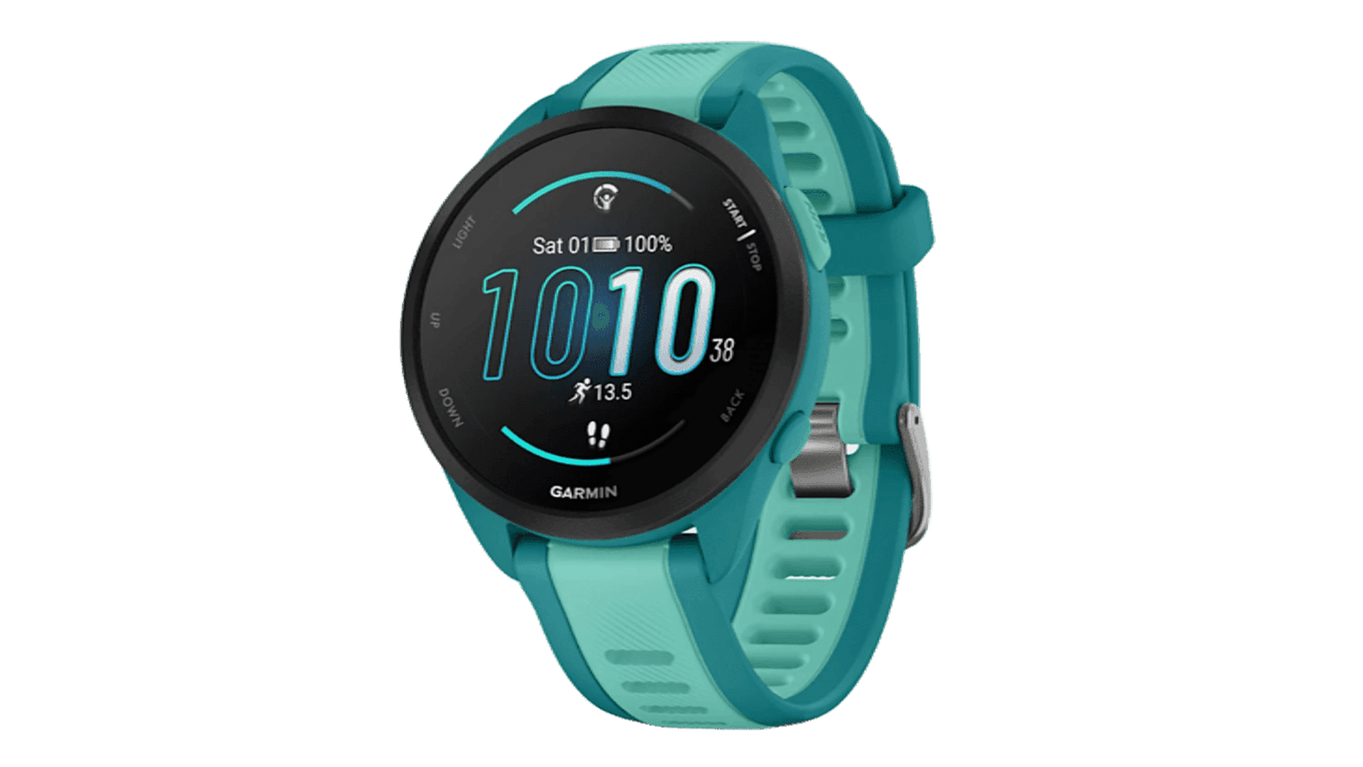 Garmin FORERUNNER 165 Music 43 mm, Turquoise Case, Silicon Aqua Band