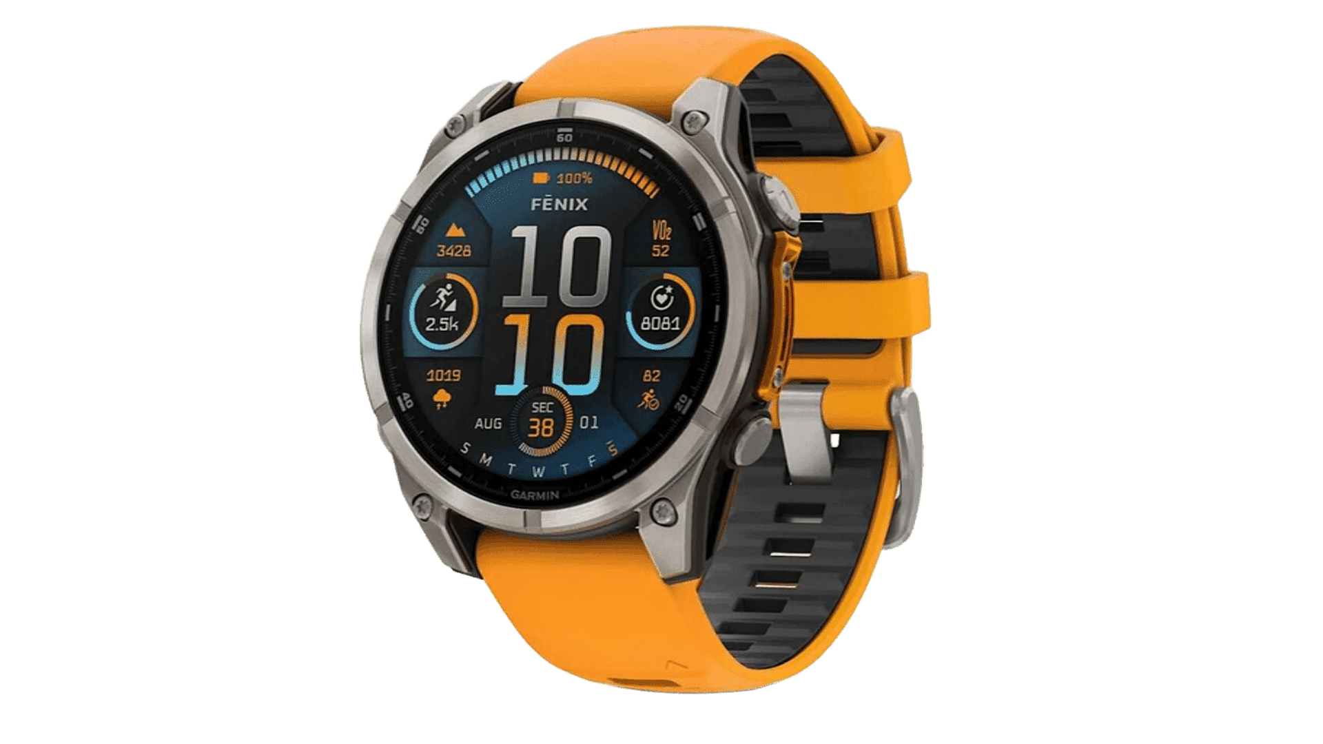 Garmin Fenix 8 47mm Amoled Sapphire Titanium with Spark Orange/Grapphite Silicone Band