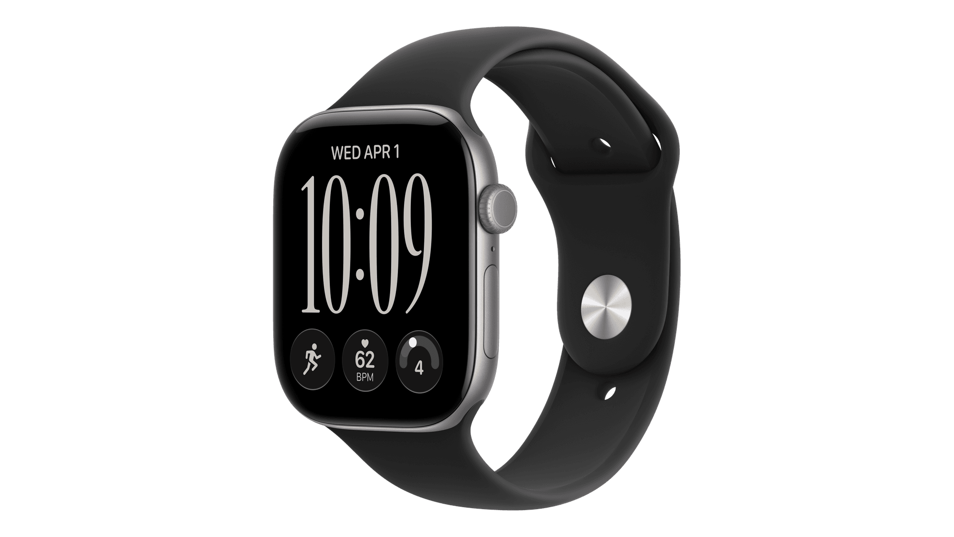 Часы Apple Watch Series 12, 46 mm, Space Gray Aluminum Black Sport Band
