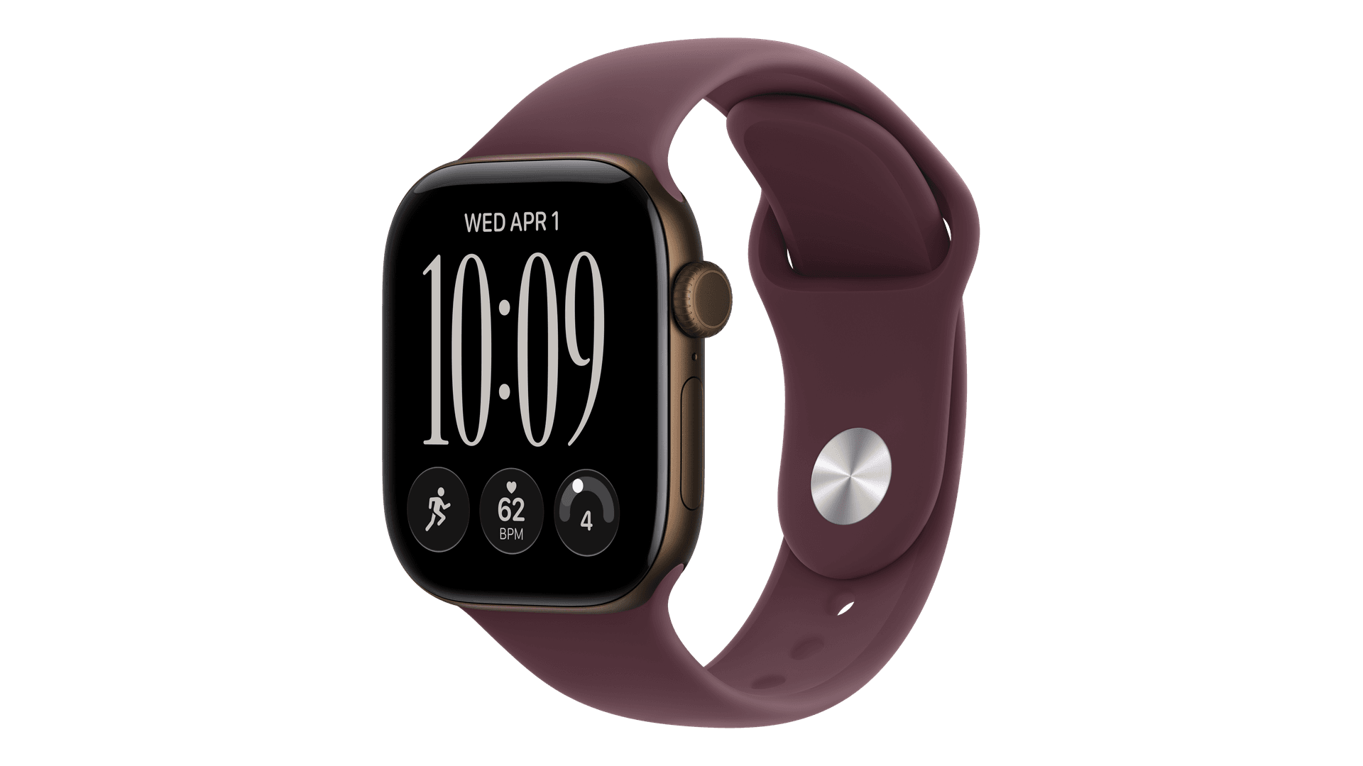 Часы Apple Watch Series 12, 42 mm, Dark Bronze Aluminum Burgundy Sport Band