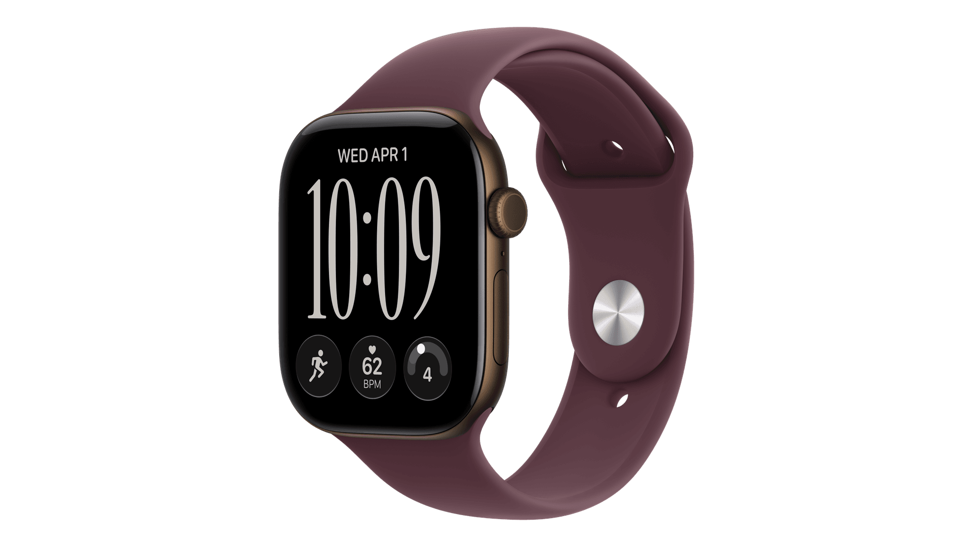 Часы Apple Watch Series 12, 46 mm, Dark Bronze Aluminum Burgundy Sport Band