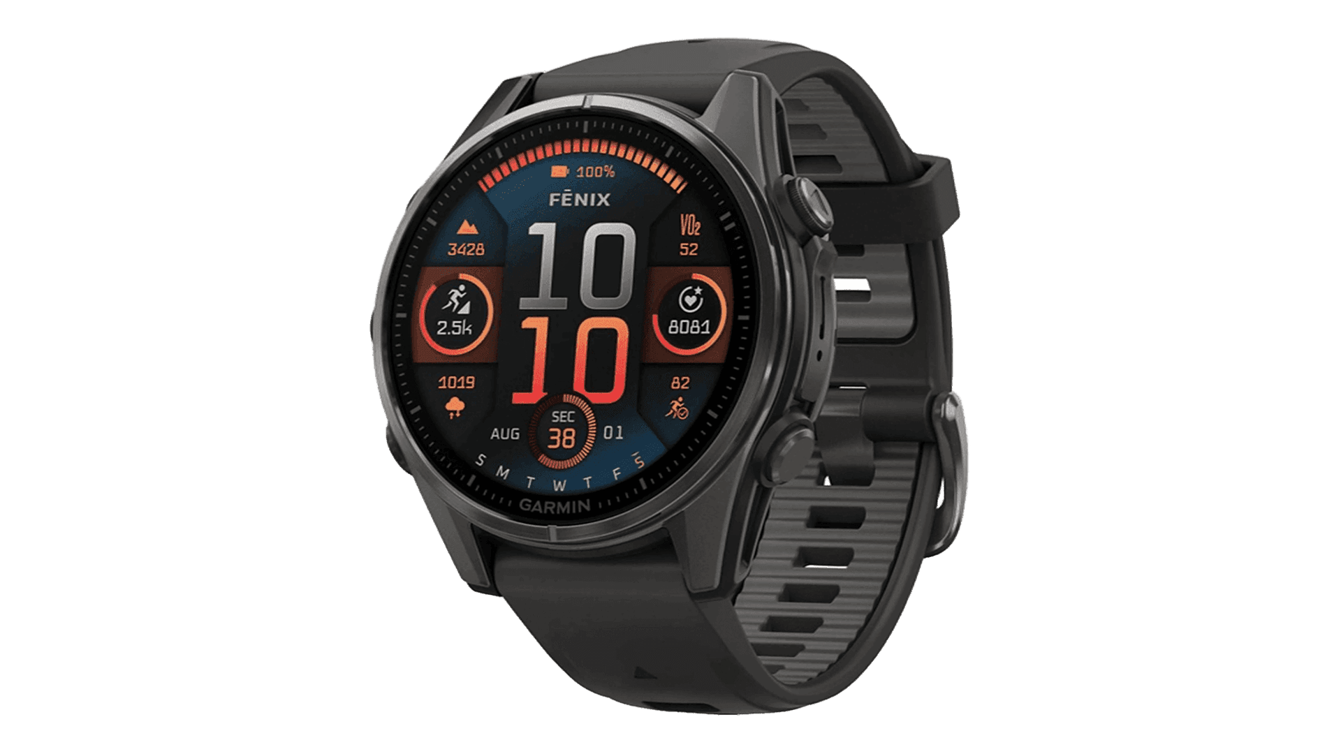 Garmin Fenix 8 43mm Amoled Sapphire Carbon Gray DLC Titanium with Black/Pebble Gray Silicone