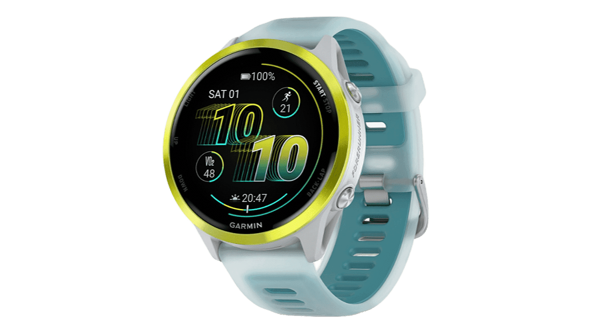 Garmin FORERUNNER 570 47 mm, Yellow Case, Turquoise Band
