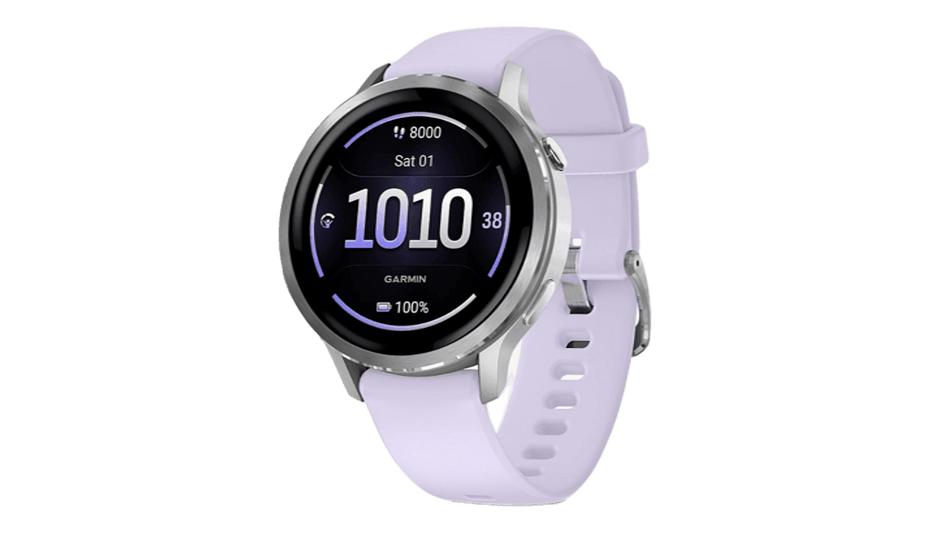 Garmin VENU 4 41 mm, Silver Case, Silicon Periwinkle Band