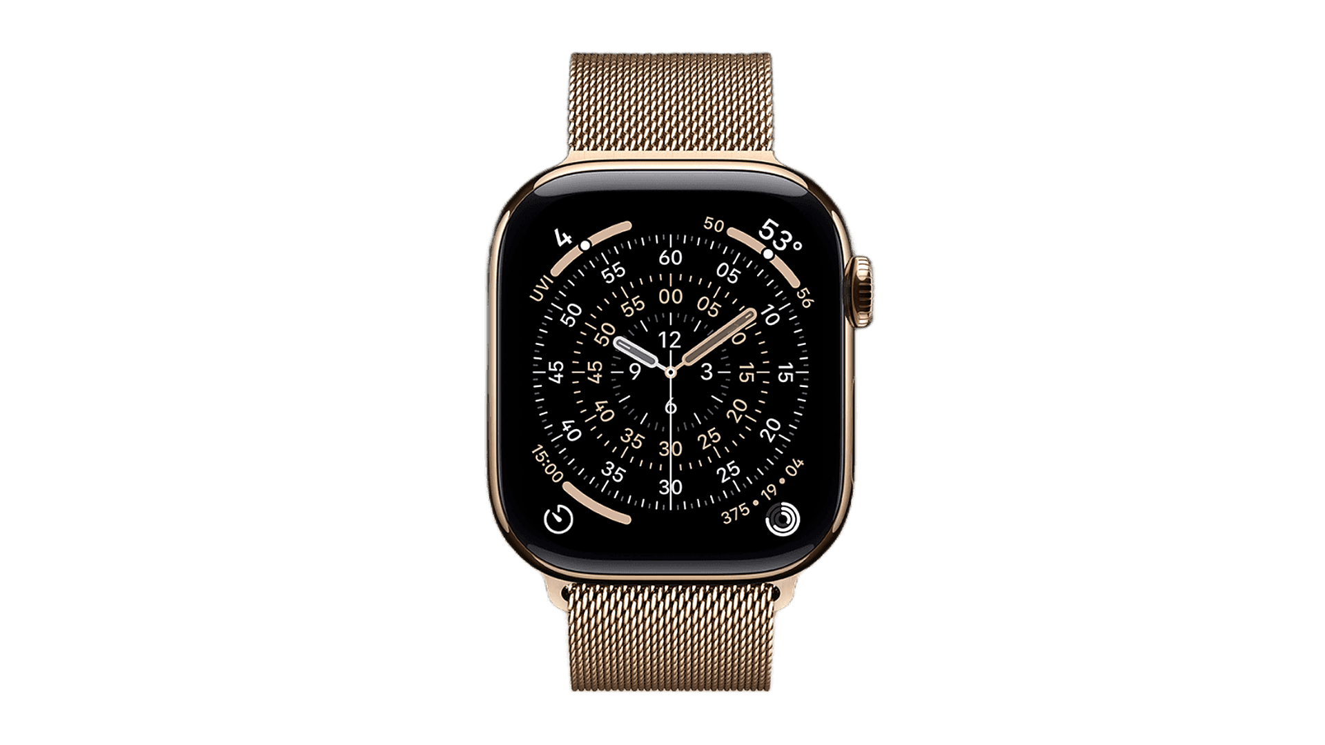 Часы Apple Watch Series 11 46 мм, корпус Gold Titanium, миланский сетчатый браслет — фото 2