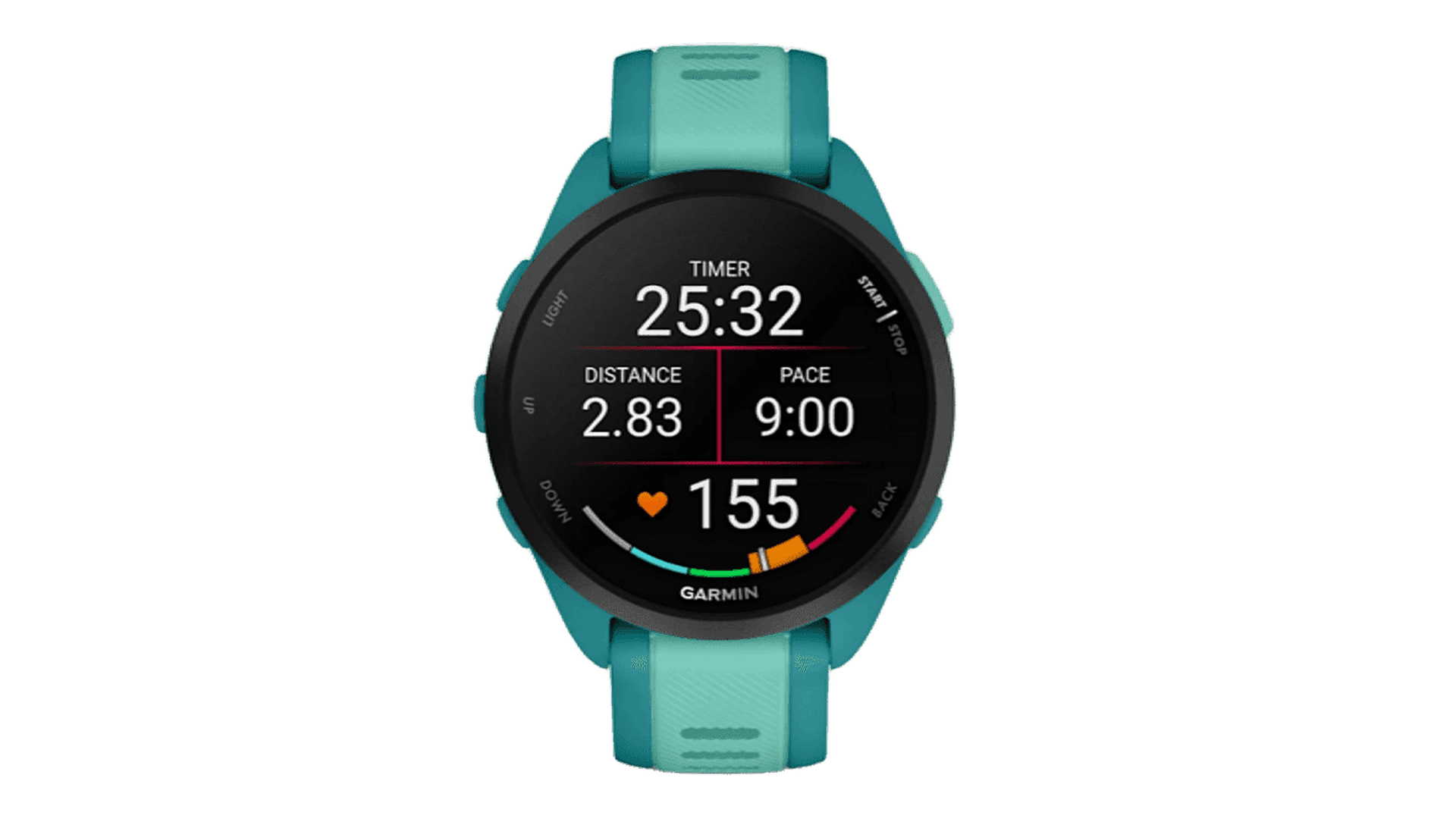 Garmin FORERUNNER 165 Music 43 mm, Turquoise Case, Silicon Aqua Band — фото 2