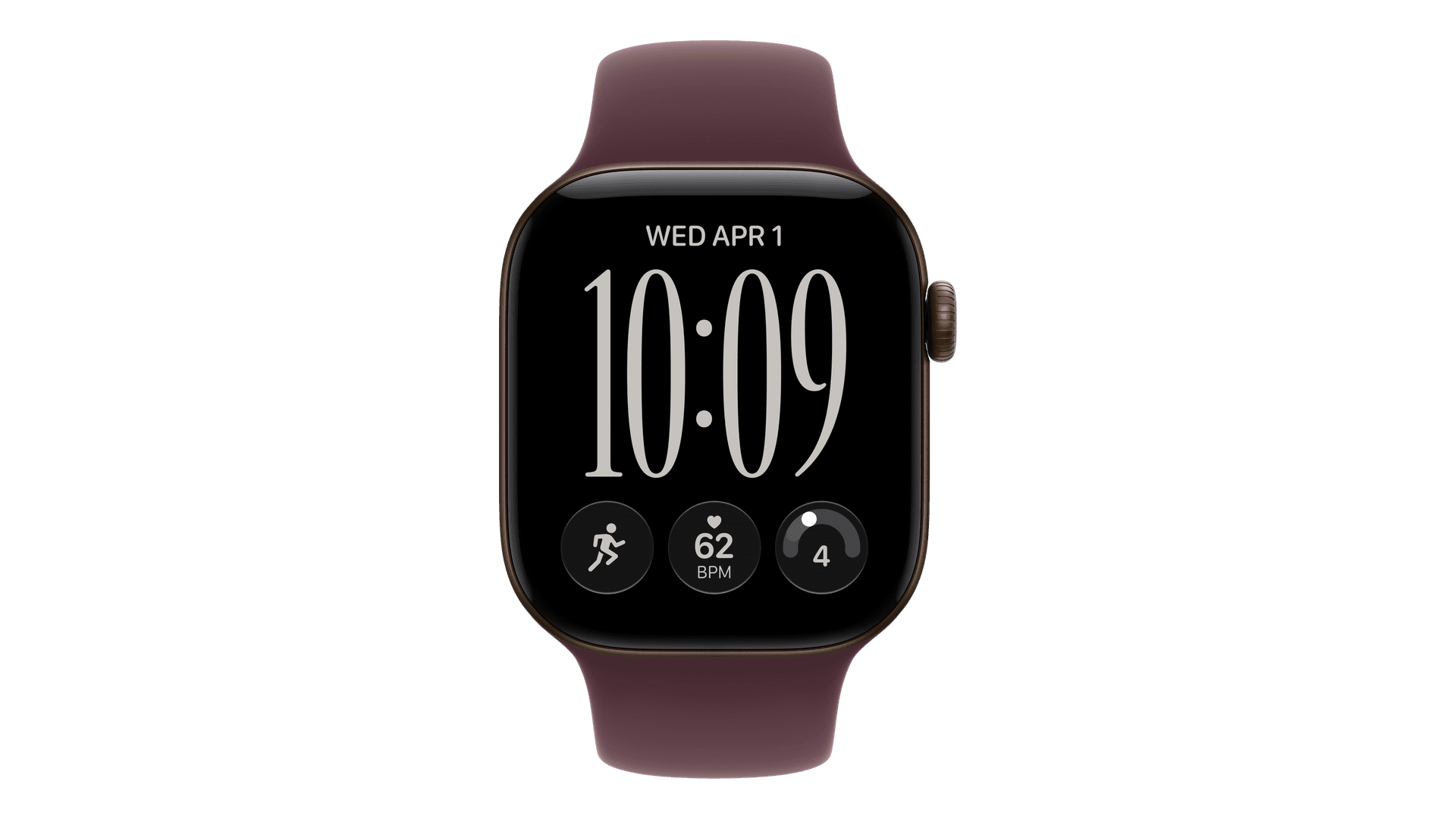 Часы Apple Watch Series 12, 42 mm, Dark Bronze Aluminum Burgundy Sport Band — фото 2