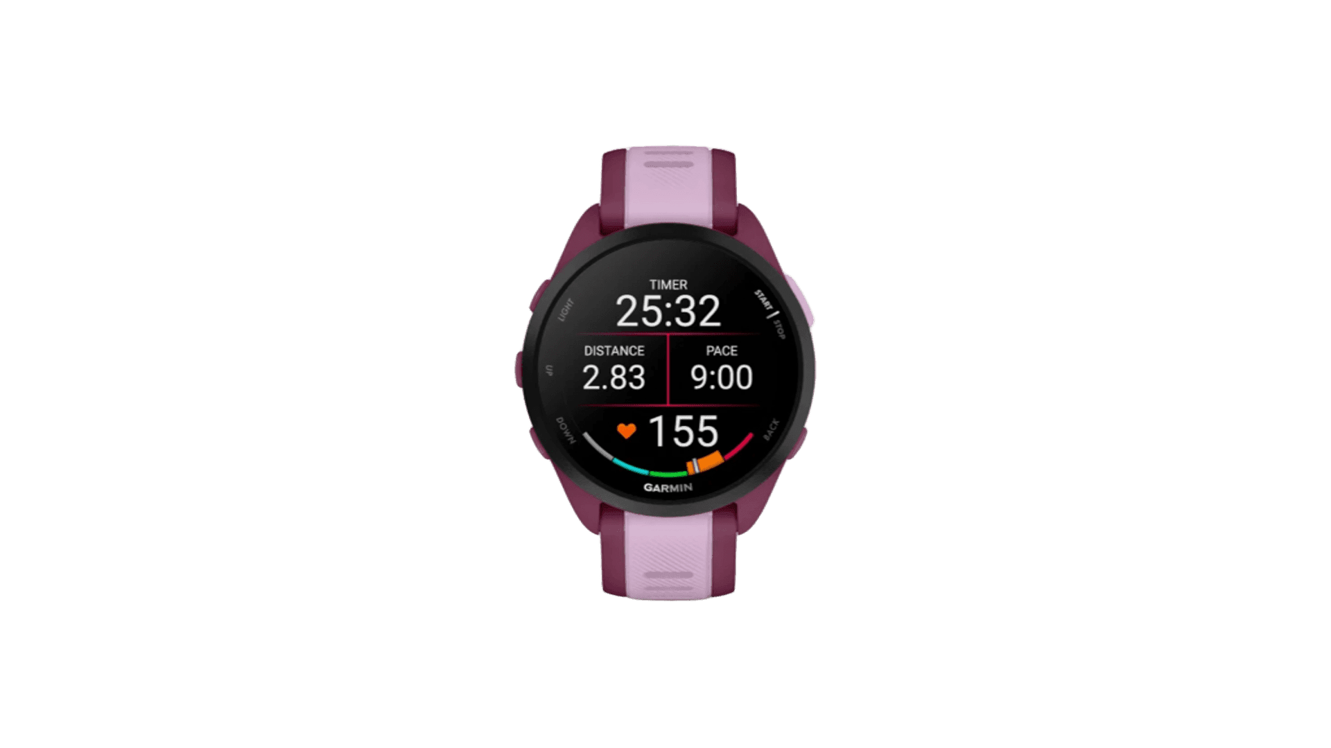 Garmin FORERUNNER 165 Music 43 mm, Lilac Case, Silicon Berry Band — фото 2