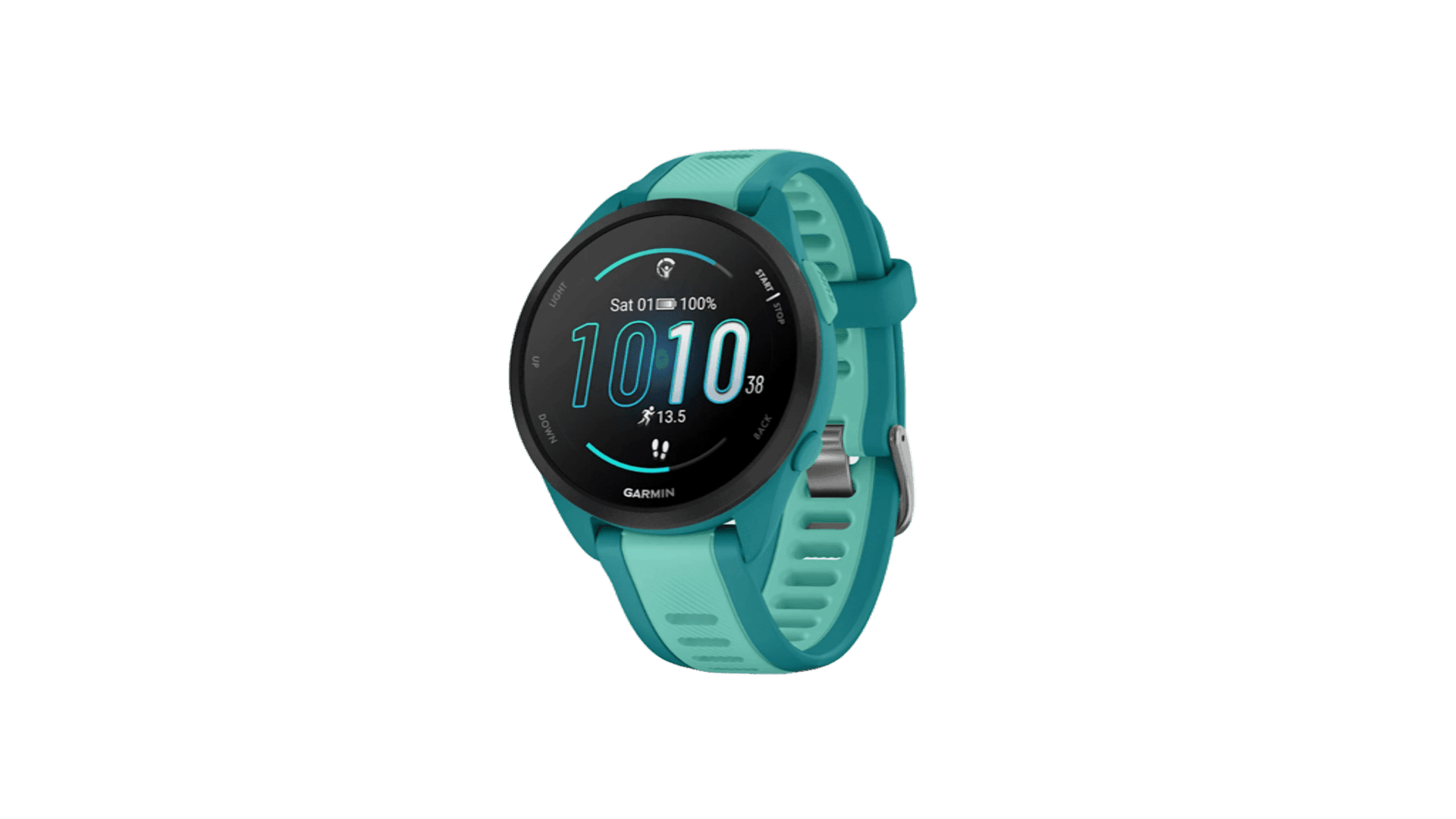 Garmin FORERUNNER 165 Music 43 mm, Turquoise Case, Silicon Aqua Band
