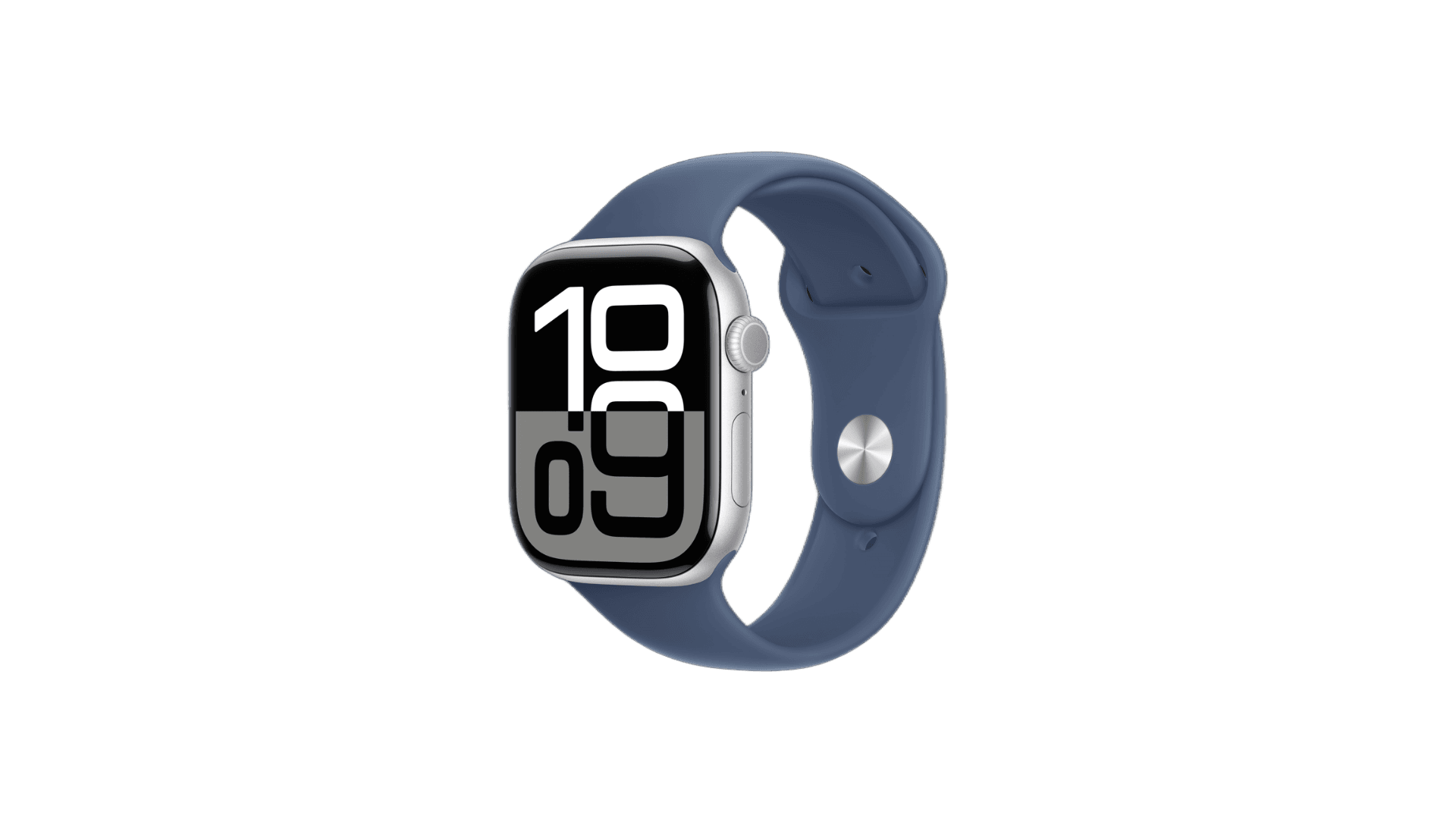 Apple Watch Series 10 46mm Silver Aluminium Case, Sport Band (Denim)