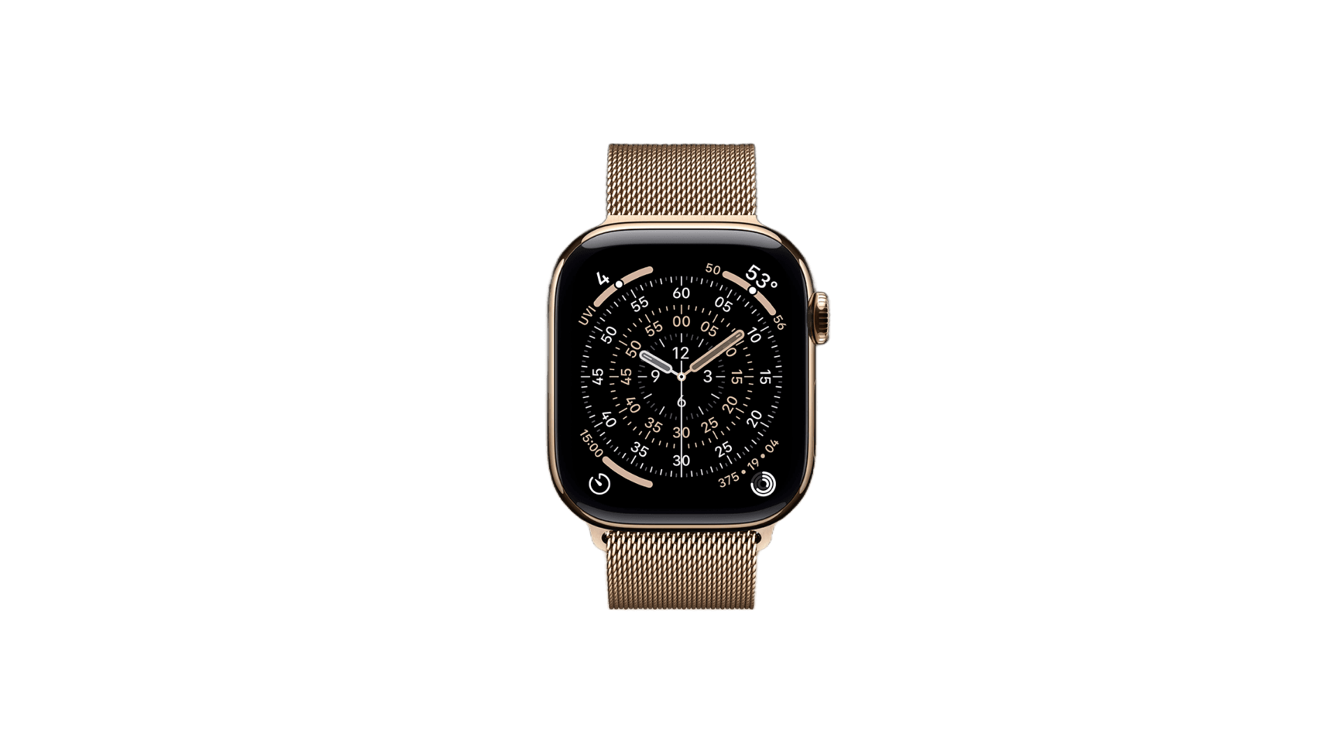 Часы Apple Watch Series 11 42 мм, корпус Gold Titanium, миланский сетчатый браслет — фото 2