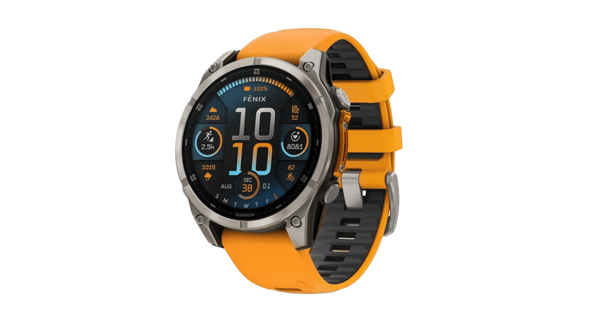 Garmin Fenix 8 47mm Amoled Sapphire Titanium with Spark Orange/Grapphite Silicone Band