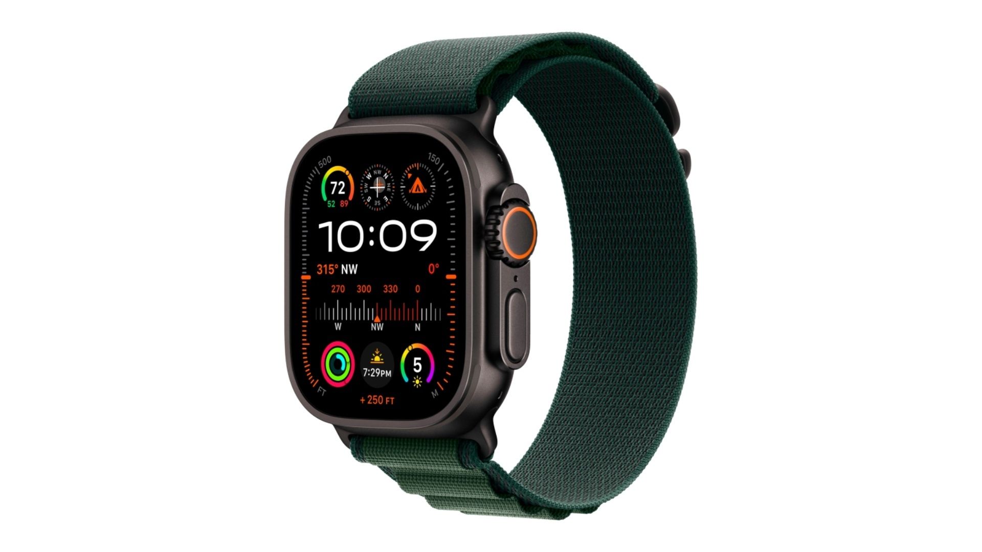 Apple Watch Ultra 2 (2024) GPS + Cellular 49mm, Black Titanium Case, Alpine Loop (Green)