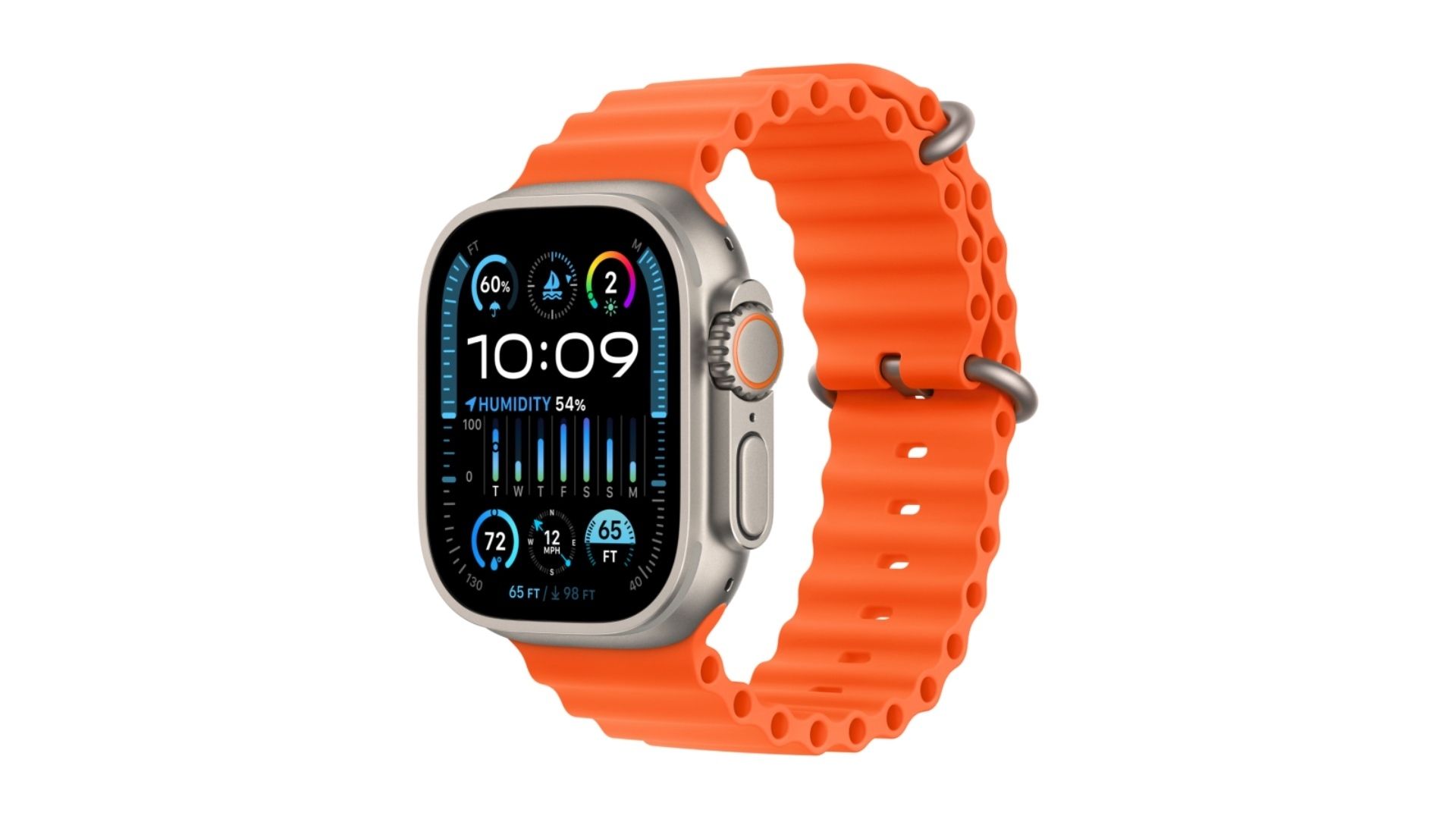 Apple Watch Ultra 2 (2024) GPS + Cellular 49mm, Titanium Case, Ocean Band (Orange)